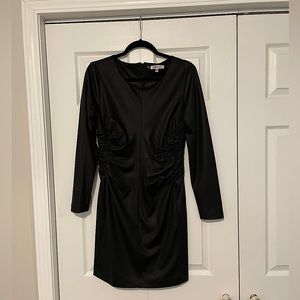 Black bodycon ruched mini dress